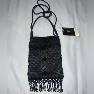 Black beaded knitted bag new